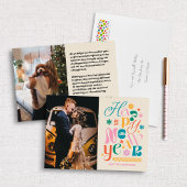 クリームトレンディーフォントミックス新年のフォトカード シーズンカード