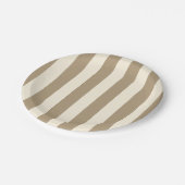 クリームトーフカーキオイスターストライプ ペーパープレート (アングル)