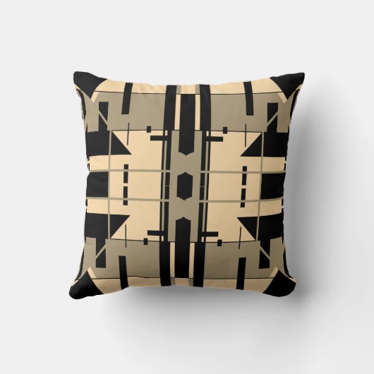 クリームトープ黒はっきりした形幾何学的抽象芸術 クッション (裏面)