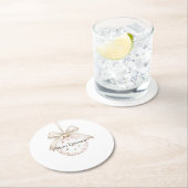 クリームドットボウオーナメントクリスマス ラウンドペーパーコースター (インサイチュ)