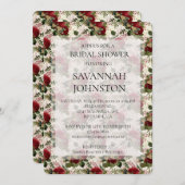 クリームドラゴンフライとバラブライダルシャワー 招待状 (正面/裏面)