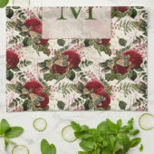 クリームドラゴンフライとバラモノグラム キッチンタオル (折り畳み)