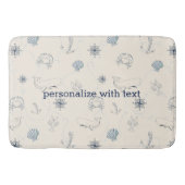 クリームネイビーブルー航海のいかりシェルビーチ バスマット (正面)