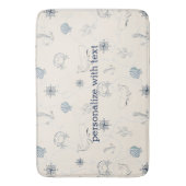 クリームネイビーブルー航海のいかりシェルビーチ バスマット (正面縦)