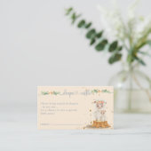 クリームネイビーラムヒツベビーシャワーおむつラッフル エンクロージャーカード (スタンド正面)