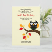 クリームハロウィーンフクロウオータム誕生日招待状5x7 招待状 (スタンド正面)