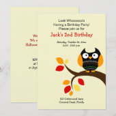 クリームハロウィーンフクロウオータム誕生日招待状5x7 招待状 (正面/裏面)