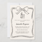 クリームハンドドローボウプロセッコブライダルシャワー 招待状 (正面)
