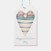クリームバモダンンタイン飾ハート ギフトタグ (正面)