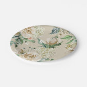 クリームバラあじさいベージュウォーター色 ペーパープレート (アングル)