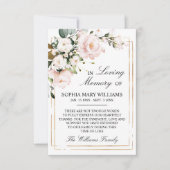 クリームバラとグリーン葉悔やみや弔慰メモリ サンキューカード (正面)