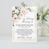 クリームバラとグリーン葉悔やみや弔慰メモリ サンキューカード (スタンド正面)