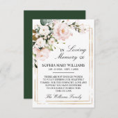 クリームバラとグリーン葉悔やみや弔慰メモリ サンキューカード (正面/裏面)