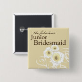 クリームバラと渦巻きブライドメ結婚イドのボタン 缶バッジ (正面&裏面)