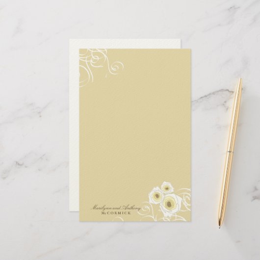 クリームバラと渦巻エレガントきロマン結婚ティック 便箋 (正面/裏面インサイチュ)