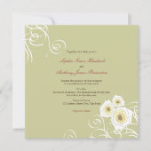 クリームバラと渦巻エレガントきロマン結婚ティック 招待状 (正面)