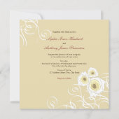 クリームバラと渦巻エレガントきロマン結婚ティック 招待状 (正面)
