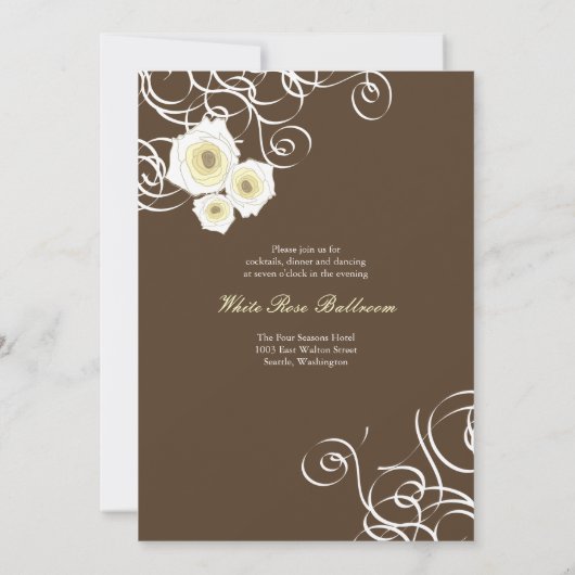 クリームバラと渦巻エレガントきロマン結婚ティック 招待状 (裏面)