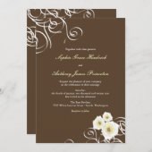 クリームバラと渦巻エレガントきロマン結婚ティック 招待状 (正面/裏面)