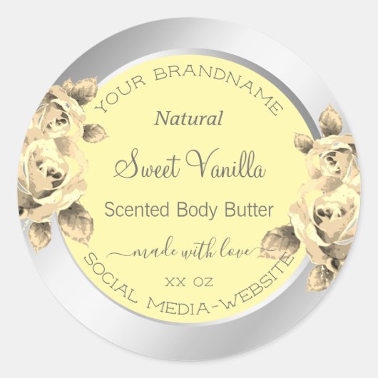 クリームバライエローフローラ製品の包装ラベル ラウンドシール (正面)