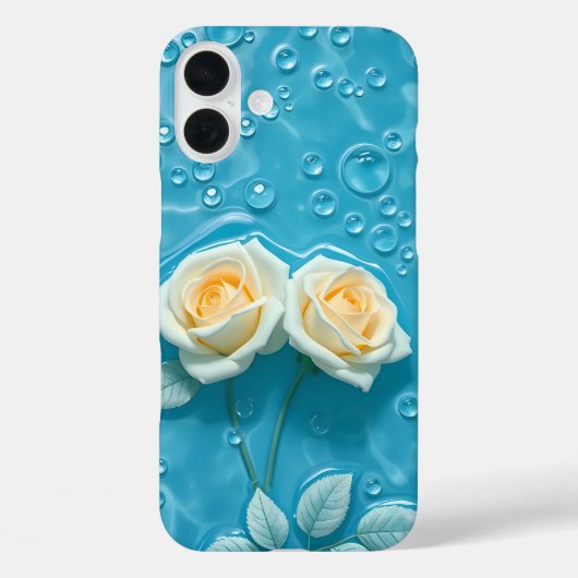 クリームバラオンアクアブルーアートケースメイトiPhoneケース Case-Mate iPhoneケース (裏面)