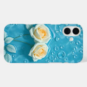 クリームバラオンアクアブルーアートケースメイトiPhoneケース Case-Mate iPhoneケース (裏面 (横))