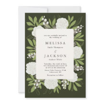 クリームバラオングリーン結婚式招待状