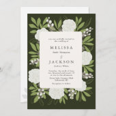 クリームバラオングリーン結婚式招待状 招待状 (正面/裏面)
