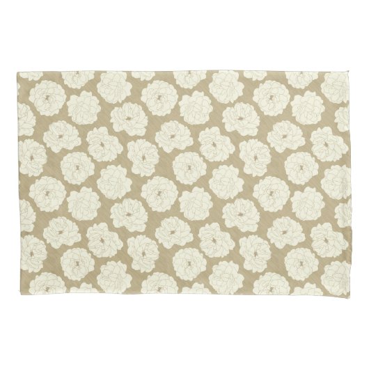 クリームバラオンゴールデンベージュ – シームレスなパターン。 枕カバー (正面)