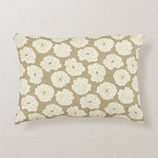 クリームバラオンゴールデンベージュ – シームレスパターン。 アクセントクッション (正面)