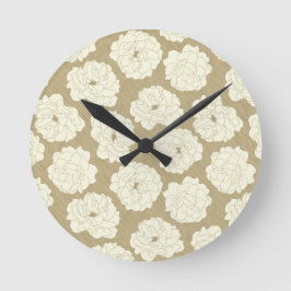 クリームバラオンゴールデンベージュ – シームレスパターン。 ラウンド壁時計