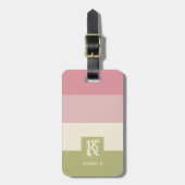 クリームバラグリーンカラーパレットストライプズモノグラム ラゲッジタグ (正面縦)