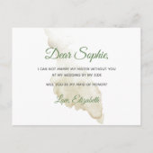 クリームバラグリーンフローラウォーター色メイド・オブ・オーナー（花嫁付き添い人） インビテーションポストカード (裏面)