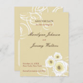 クリームバラスワーズロマンチックな結婚式の日付を保存 案内ポストカード (正面/裏面)