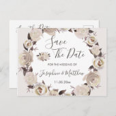 クリームバラフローラリース保存日付 案内ポストカード (正面/裏面)