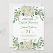 クリームバラブドアジサイ水カラークラシック 招待状 (正面)