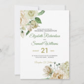 クリームバラブドアジサイ水カラークラシック 招待状 (正面)