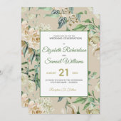 クリームバラブドアジサイ水カラークラシック 招待状 (正面/裏面)