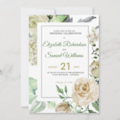 クリームバラブドアジサイ水カラークラシック 招待状 (正面)