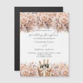 クリームバラワインバスケット豪華ウェディングレセプション マグネット招待状 (正面/裏面)