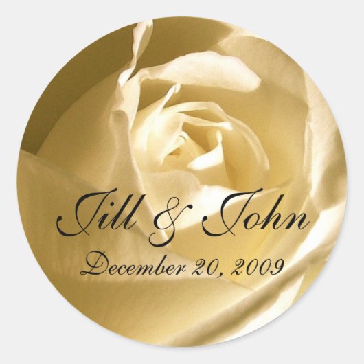 クリームバラ名結婚式の引き出物シール ラウンドシール (正面)
