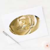 クリームバラ日付オーバルのラベルを結婚保存する 楕円形シール (封筒)