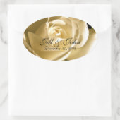 クリームバラ日付オーバルのラベルを結婚保存する 楕円形シール (バッグ)