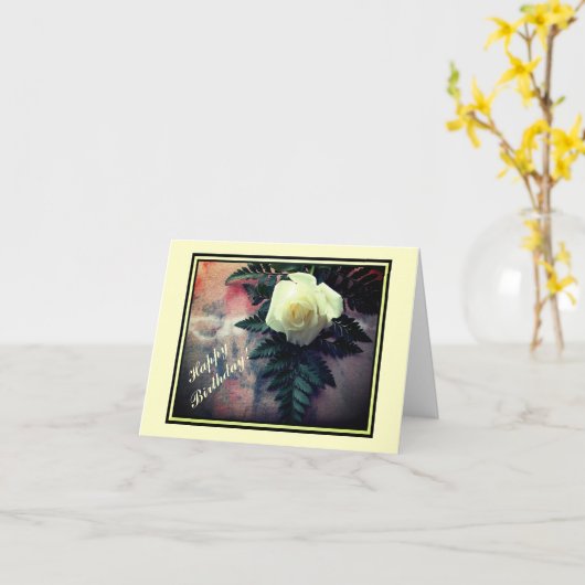 クリームバラ誕生日ノートカード カード (黄色い花)