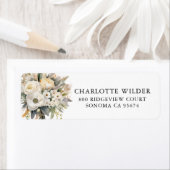 クリームバラ金ゴールド花模様差出人住所ラベル ラベル (インサイチュ)