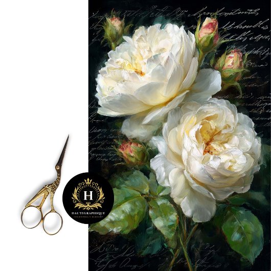 クリームバラ開花デクページ 薄葉紙