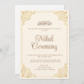 クリームバロック華美フレームニカムスリム結婚ズ 招待状 (正面/裏面)
