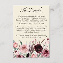 クリームバーガンディウォーター結婚カラーフローラ詳細 エンクロージャーカード