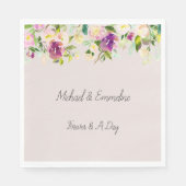 クリームバーガンディピンク結婚フローラ スタンダードランチョンナプキン (正面)