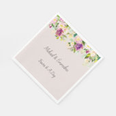 クリームバーガンディピンク結婚フローラ スタンダードランチョンナプキン (角)